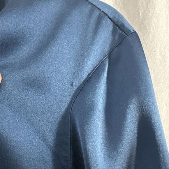 Ravella Milano 100% Silk Blue Round Gold Ball Button Up Shirt Womens Size XXL - Picture 13 of 14